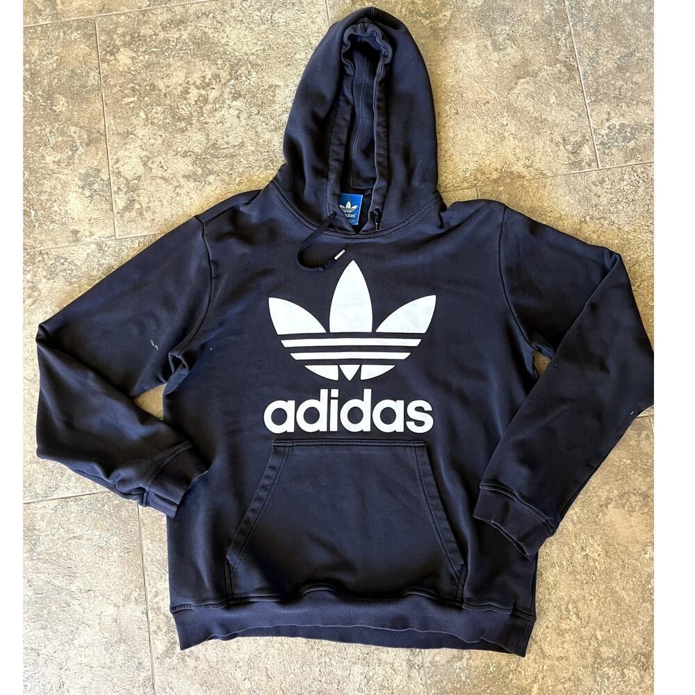 Adidas 3 Streifen The Brand Black Pull Over Hoodie sweatshirt, Men's size 2XL